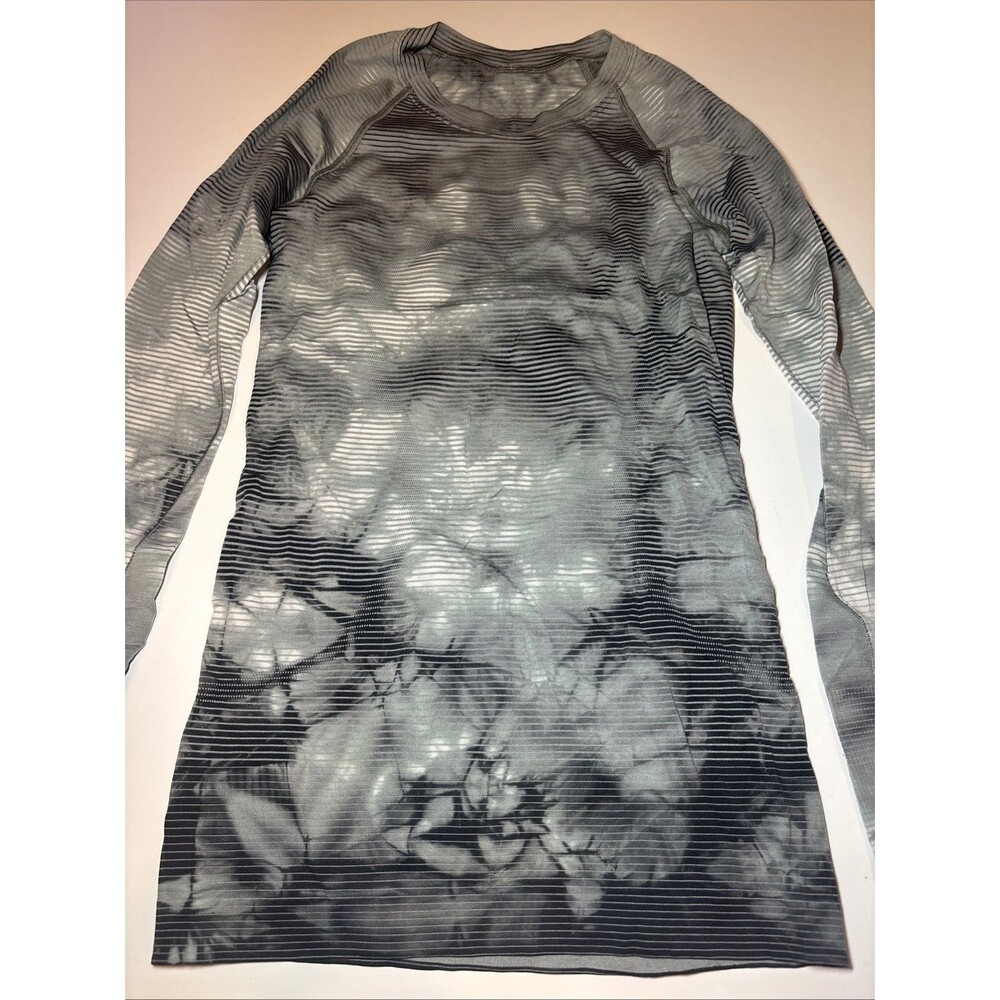 Lululemon Runderful Long Sleeve Space Dye Camo White Silver Spoon Size 6 - Picture 2 of 9